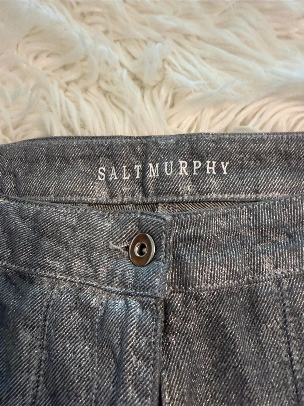 SALT MURPHY  Gray Flared Pleat-Front Jeans size 32 100% cotton inseam 34”